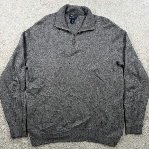 Daniel Hechter Other - Daniel Hechter Sweater Mens XL Grey 100% 2 Ply Cashmere 1/4 Zip Pullover Soft